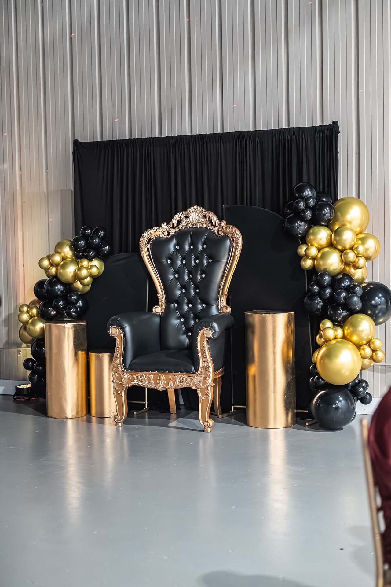 black chair center stage for event
